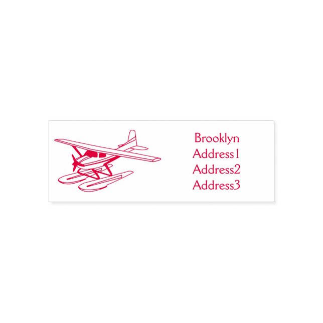 White blue seaplane illustration  self-inking stamp (Design)