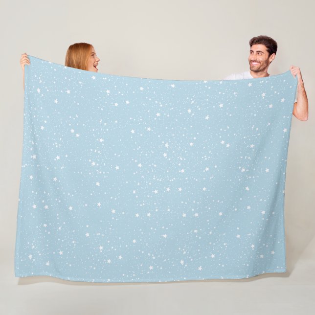 White Blue Sky of Stars Fleece Blanket (In Situ)