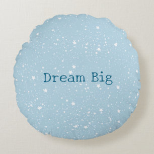 White Blue Sky of Stars Round Cushion