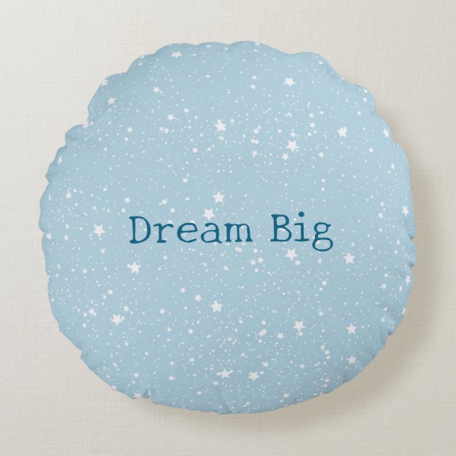 White Blue Sky of Stars Round Cushion (Front)