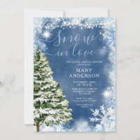 White Blue Snow in Love Evergreen Bridal Shower