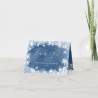 White Blue Snow in Love Snowflake Bridal Folded