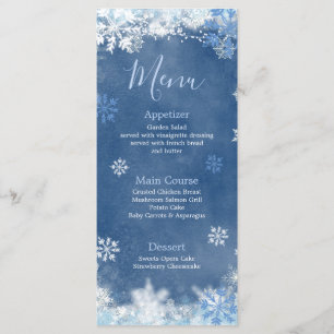 White Blue Snow in Love Snowflake Bridal Shower Menu