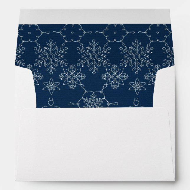 White Blue Snowflake Christmas Holiday Envelope (Back (Bottom))