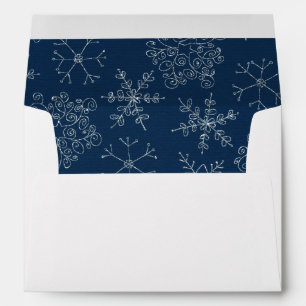White Blue Snowflake Christmas Holiday Envelope