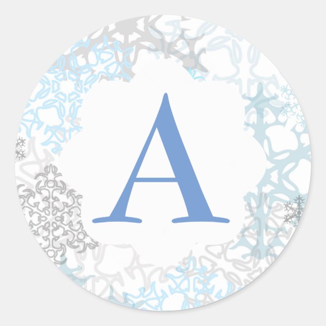 White/Blue Snowflakes - Circle Sticker (Front)