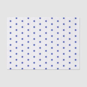 White Blue Stars and Grey Stripes Modern Pattern Tissue Paper