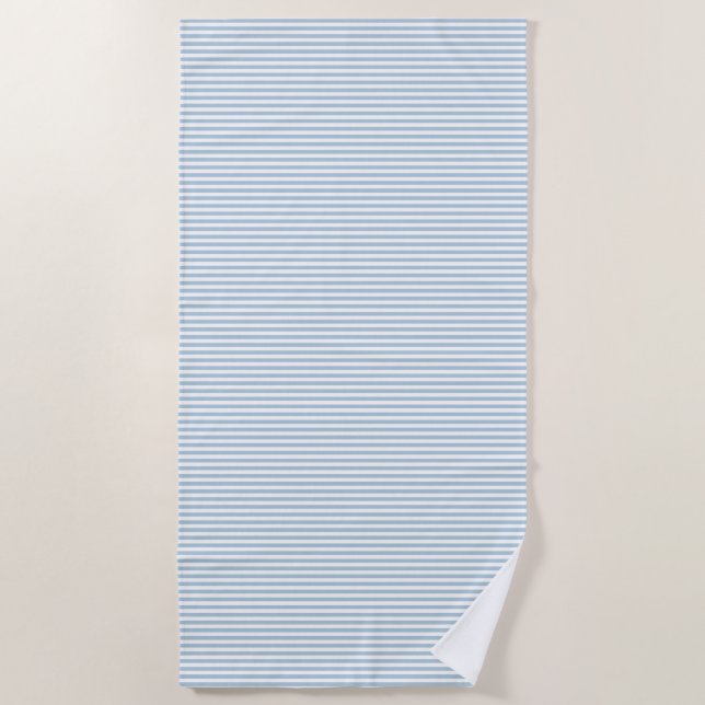White Blue Stripes Beach Towel (Front)
