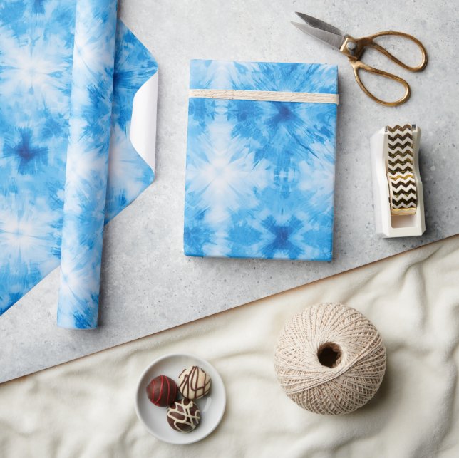 White Blue Tie Dye Wrapping Paper (Crafts)