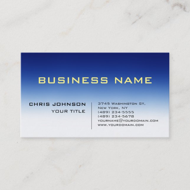 White Blue Trendy Stylish Consultant Business Card (Front)