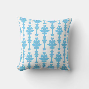 White & Blue Turquoise Damask Modern Glamour Cushion