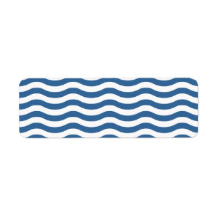 White Blue Wave Navy pattern Customise background Return Address Label
