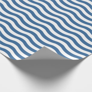White Blue Wave Navy pattern Customise background Wrapping Paper