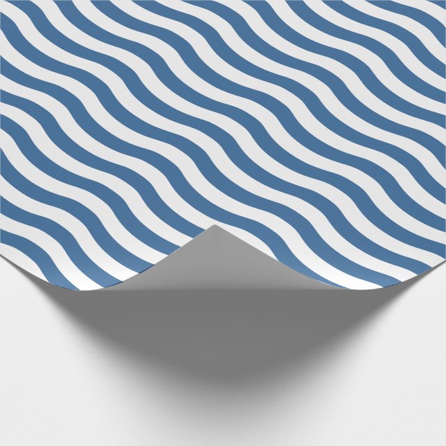 White Blue Wave Navy pattern Customise background Wrapping Paper (Corner)