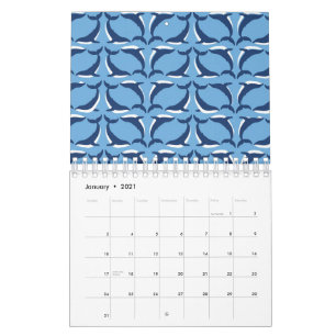 White Blue Whales Yin Yang Sea Animal Ocean Marine Calendar