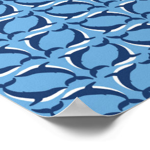 White Blue Whales Yin Yang Sea Animal Ocean Marine Poster