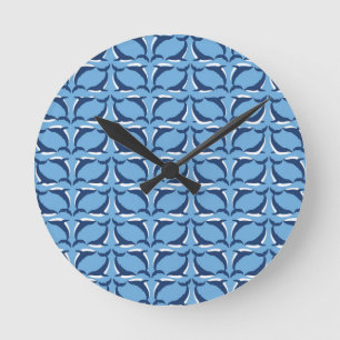 White Blue Whales Yin Yang Sea Animal Ocean Marine Round Clock