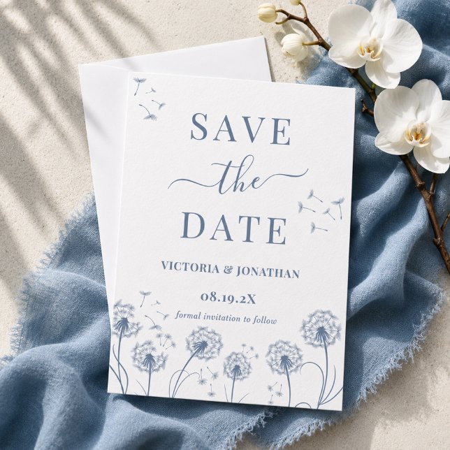 White Blue Wildflower Boho Wedding Save The Date (Creator Uploaded)
