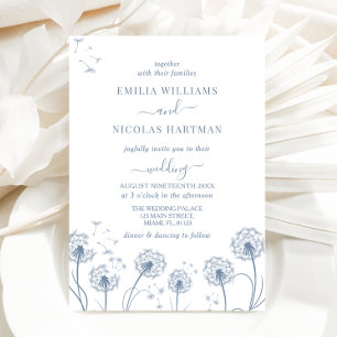 White Blue Wildflower Wedding Invitation
