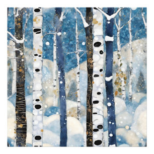 White Blue Winter Woods Photo Print