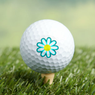 White Blue Yellow Daisy Flower Golf Balls