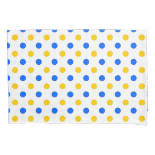 White Blue Yellow Polka Dots Design Pillowcase