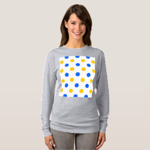 White Blue Yellow Polka Dots Design T-Shirt