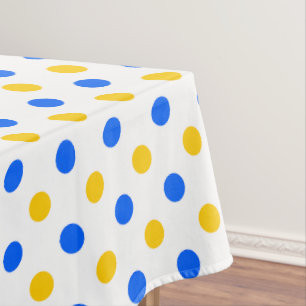 White Blue Yellow Polka Dots Design Tablecloth