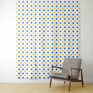 White Blue Yellow Polka Dots Design  Tapestry