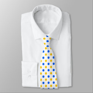 White Blue Yellow Polka Dots Design  Tie