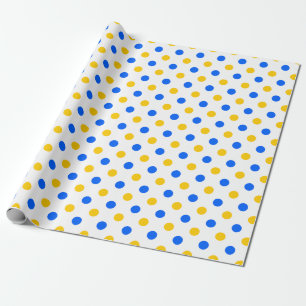 White Blue Yellow Polka Dots Design  Wrapping Paper