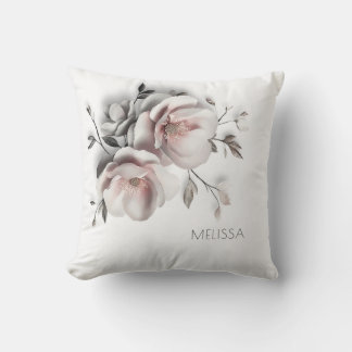 White Blush 3 D Flower Cushion