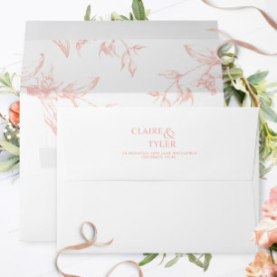 White, Blush and Peach Elegant Floral Wedding Envelope