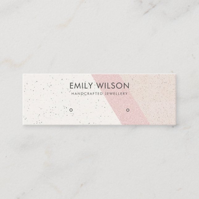 White Blush Ceramic Glitter Stud Earring Display  Mini Business Card (Front)