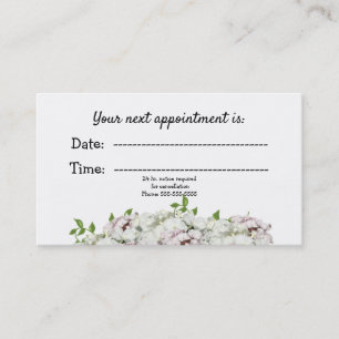 White Blush Floral Medical Appointment Card