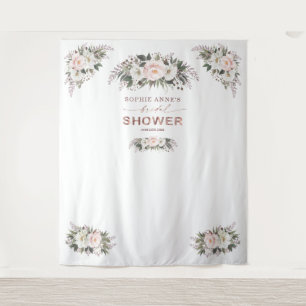  White Blush Floral Rose Gold Bridal Shower Prop  Tapestry