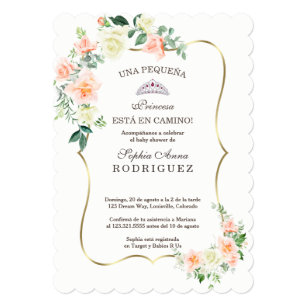 White Blush Flowers Invitación de Baby Shower Invitation