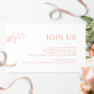 White, Blush, Peach  Join Us Reception Wedding  Enclosure Card