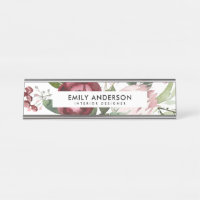 WHITE BLUSH PINK BURGUNDY PROTEA FLORAL WATERCOLOR