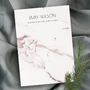 WHITE BLUSH PINK MARBLE TEXTURE EARRING DISPLAY BUSINESS CARD