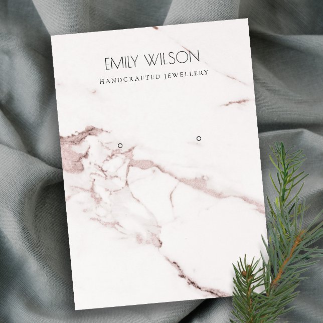 WHITE BLUSH PINK MARBLE TEXTURE EARRING DISPLAY BUSINESS CARD (Creator Uploaded)