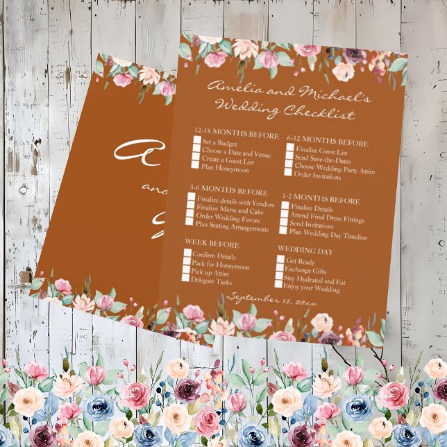 White Blush Roses Terracotta Wedding Checklist (Creator Uploaded)