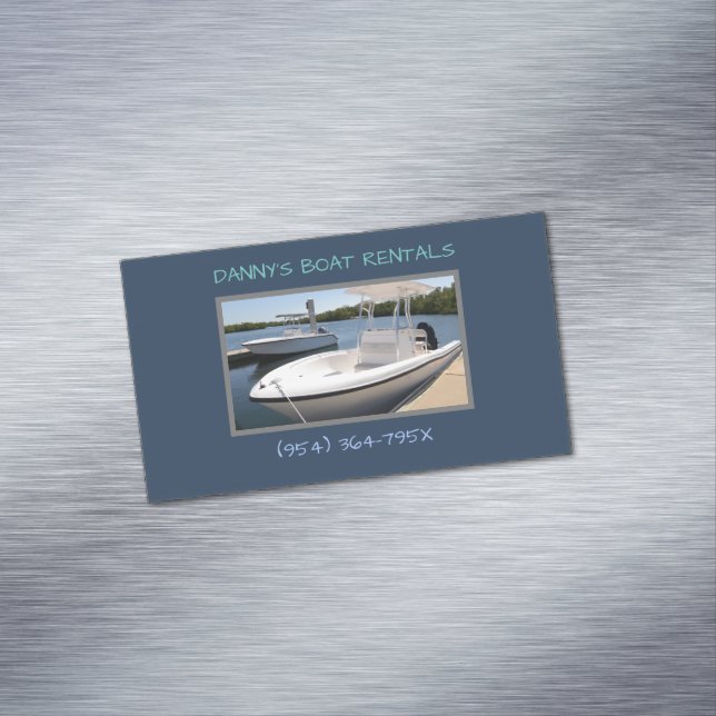 White boats in the marina boat rental  	Magnetic business card (In Situ)
