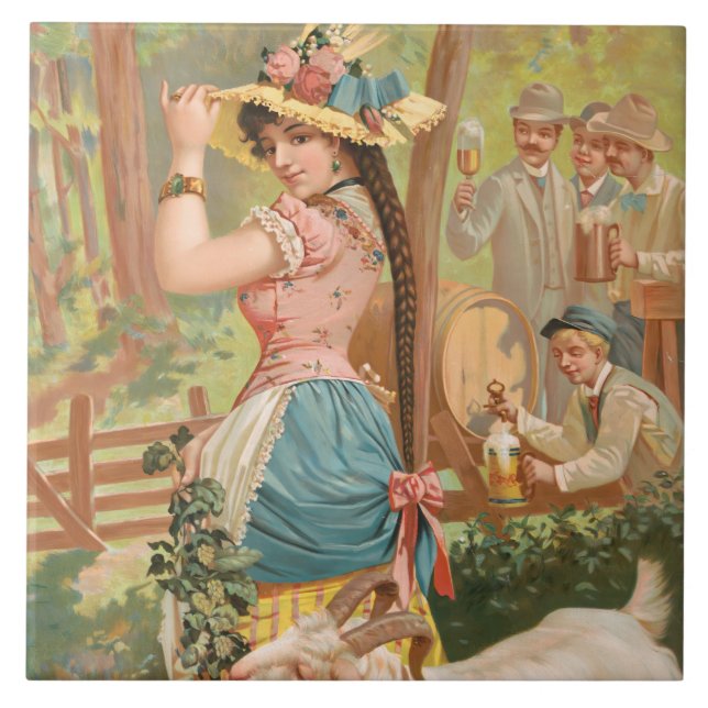 White Bock (1889) by Henry Jerome Schile Ceramic Tile (Front)