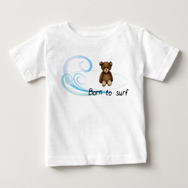 White body baby "Born to surf", waves and nouns T-Shirt (Front)