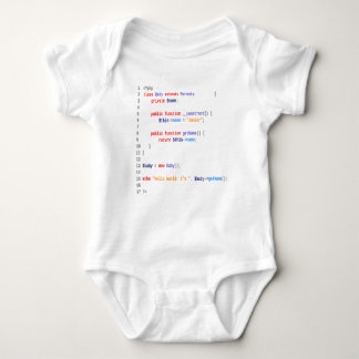White Body baby hello world php Baby Bodysuit