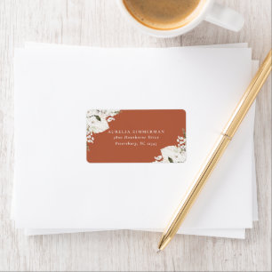 White Bohemian Floral Address Label