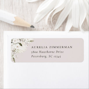 White Bohemian Floral Address Label Return Address Label