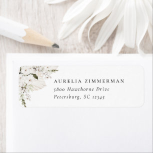 White Bohemian Floral Address Return Address Label