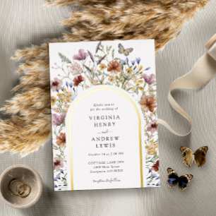 White Boho Arch Wedding Invitation